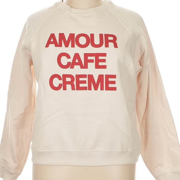 Sézane AMOUR CAFÉ CRÈME Sweatshirt in Ecru/Red - Picture 13 of 16